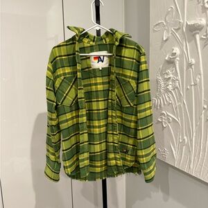 Aviator Nation Green and Yellow Plaid Hoodie never worn